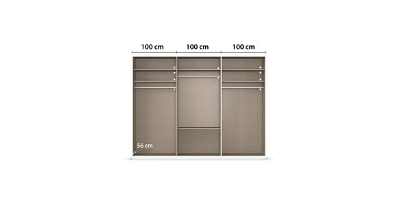 DREHTÜRENSCHRANK 301/235/61 cm,  in Graphitfarben, 6-türig  - Chromfarben/Edelstahlfarben, Basics, Glas/Holzwerkstoff (301/235/61cm) - Novel