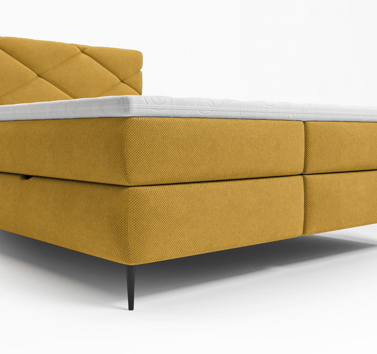 BOXSÄNG 140/200 cm  i currygul  - currygul/svart, Modern, metall/trämaterial (140/200cm) - MID.YOU