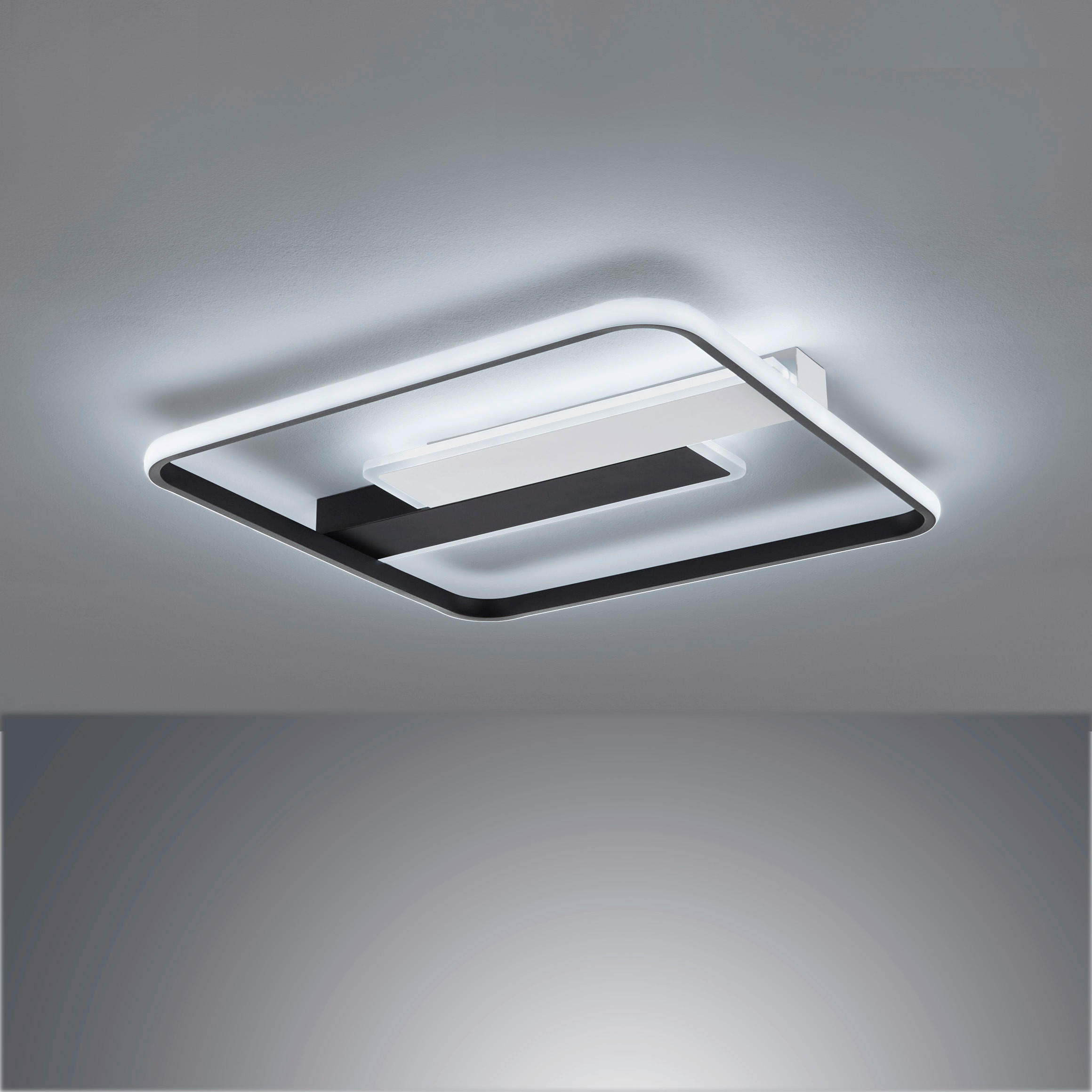 LED-DECKENLEUCHTE Blithe 50/50/5 cm   - Sandfarben/Schwarz, Design, Metall (50/50/5cm) - Fischer & Honsel