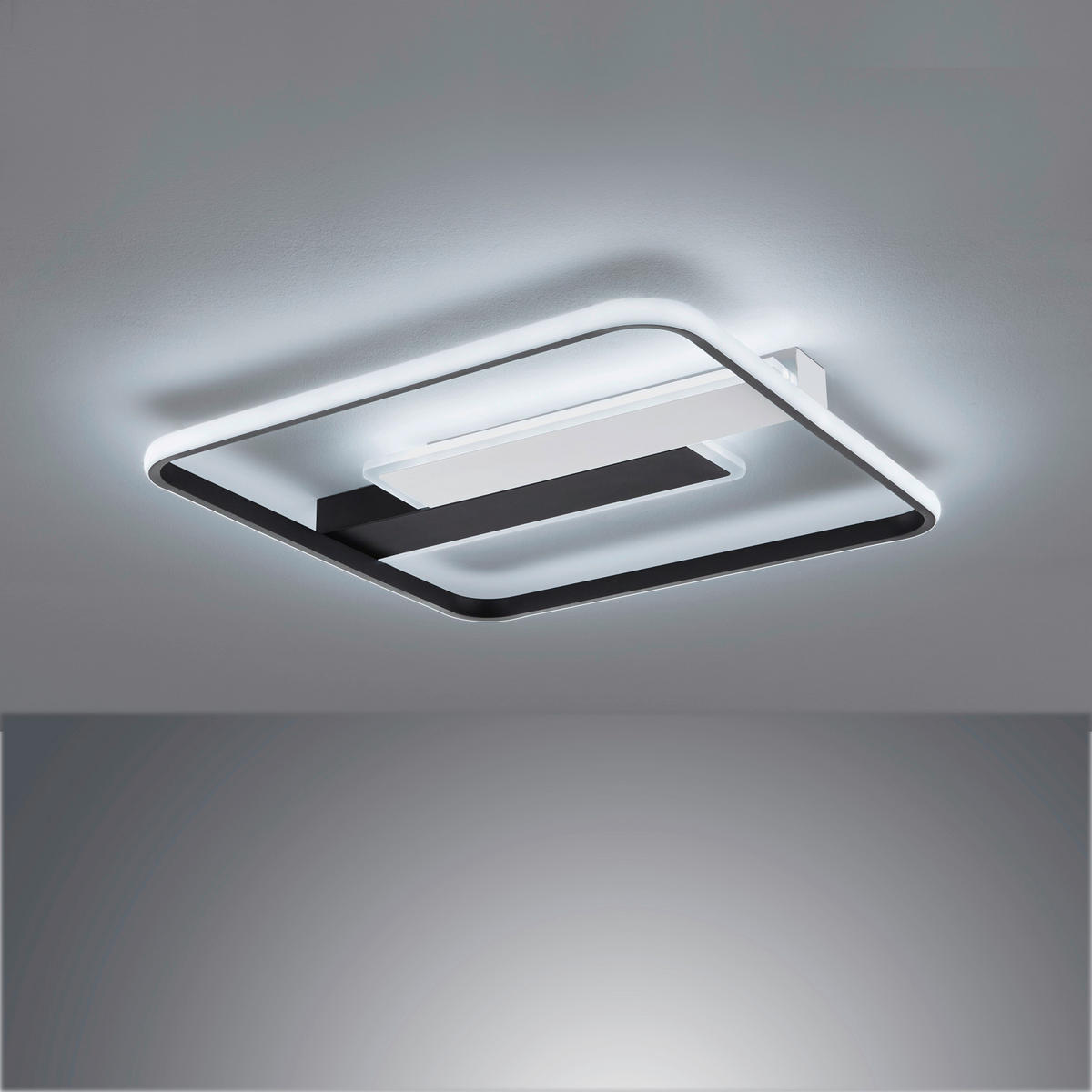 LED-DECKENLEUCHTE Blithe 50/50/5 cm   - Sandfarben/Schwarz, Design, Metall (50/50/5cm) - Fischer & Honsel