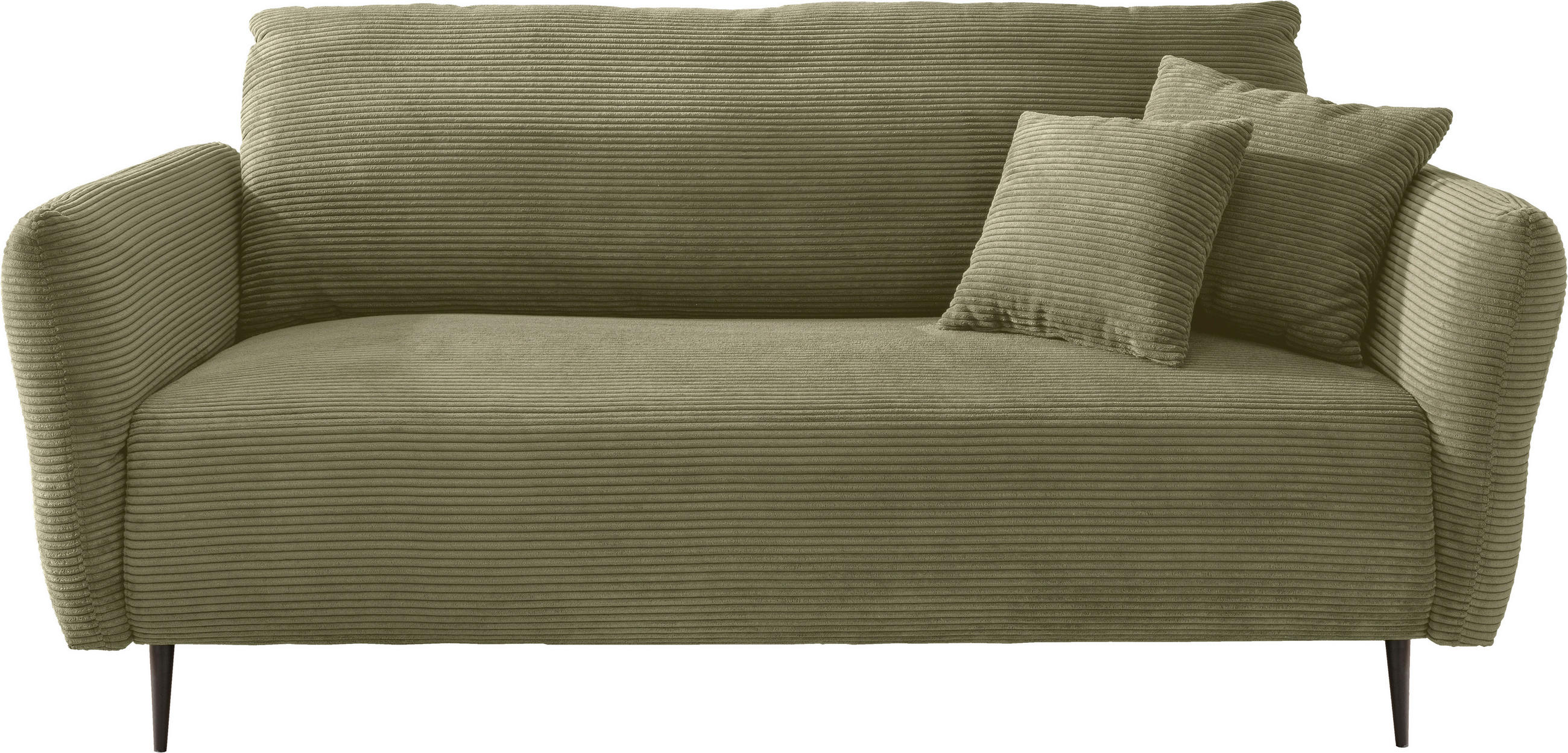 3-SITZER-SOFA in Cord Olivgrün  - Schwarz/Olivgrün, Design, Textil/Metall (201/97/102cm) - Livetastic