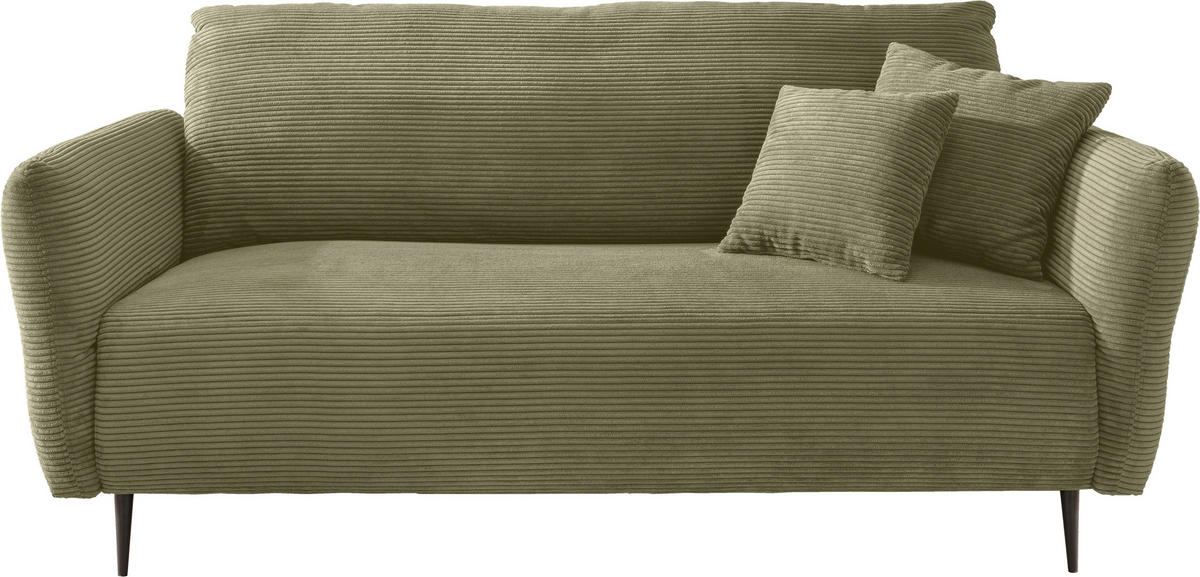 3-SITZER-SOFA in Cord Olivgrün  - Schwarz/Olivgrün, Design, Textil/Metall (201/97/102cm) - Livetastic