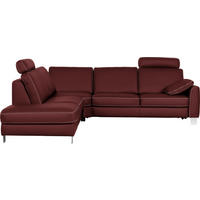 ECKSOFA Echtleder Brombeere  - Chromfarben/Brombeere, Konventionell, Leder/Metall (245/272cm) - Valdera
