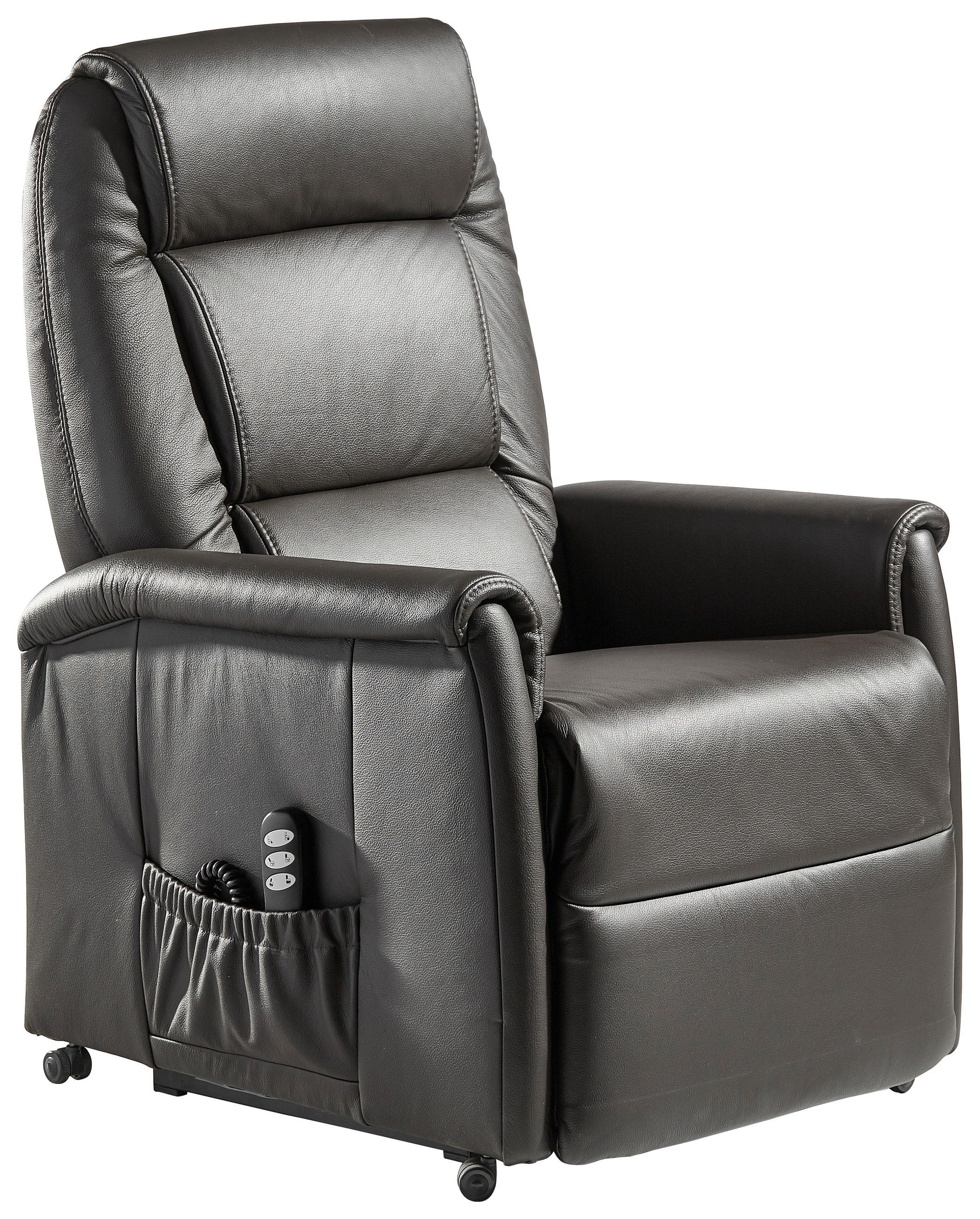 FERNSEHSESSEL  mit Aufstehhilfe Echtleder Dunkelbraun  - Dunkelbraun/Schwarz, KONVENTIONELL, Leder (74/110/85cm) - Himolla