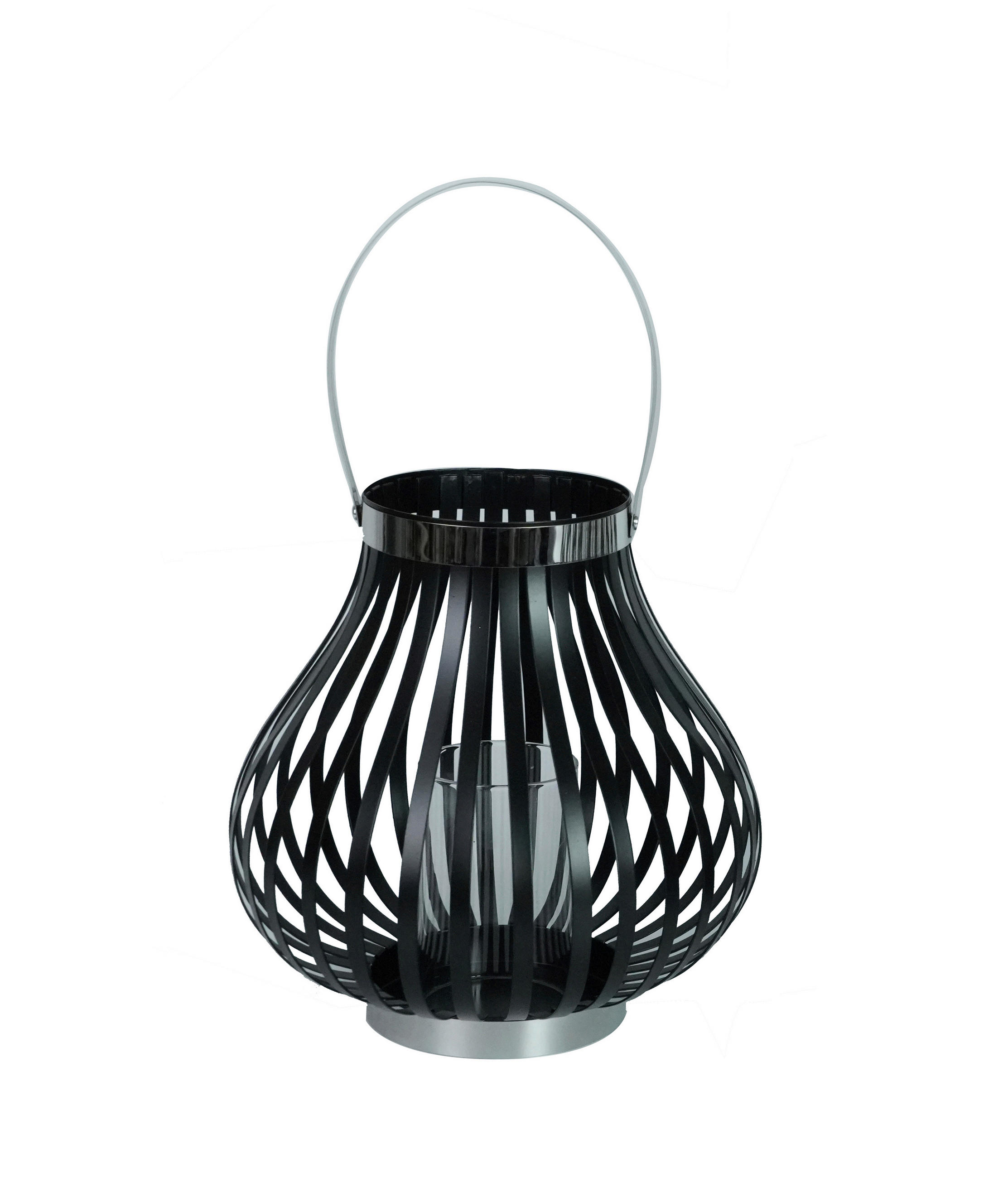 XXXLutz Laterne Klar, Schwarz, Edelstahl 25.5 cm