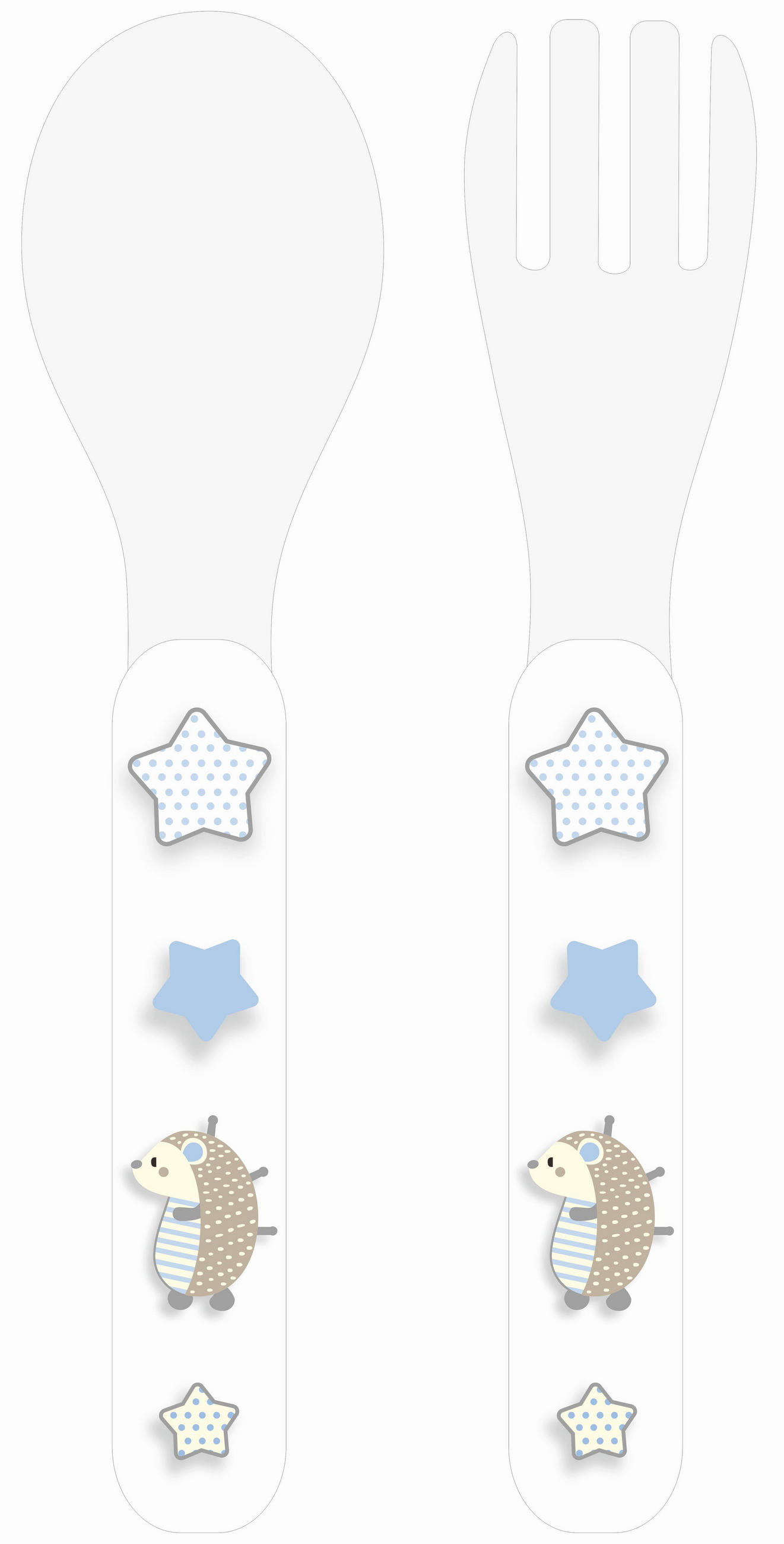 OTROŠKI JEDILNI PRIBOR - modra/bela, Trend, umetna masa (13,5cm) - My Baby Lou