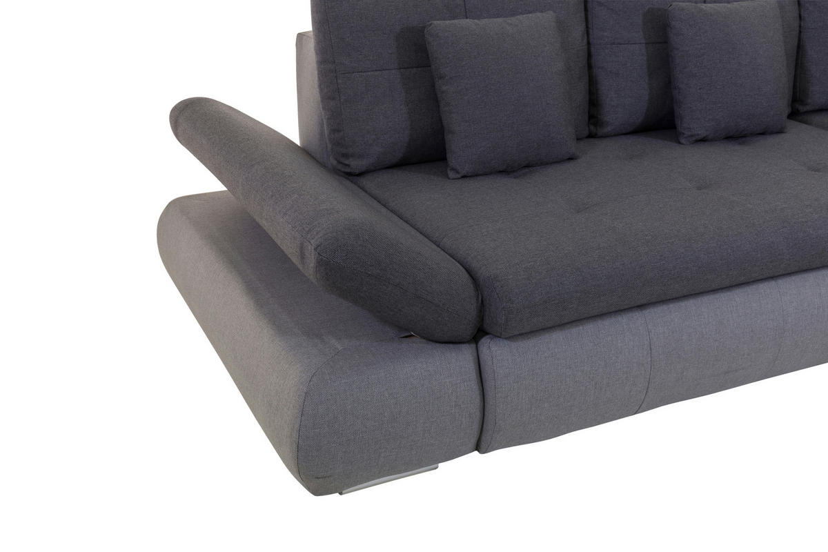 ECKSOFA in Webstoff Hellgrau, Anthrazit  - Chromfarben/Anthrazit, Design, Kunststoff/Textil (302/187cm) - Carryhome
