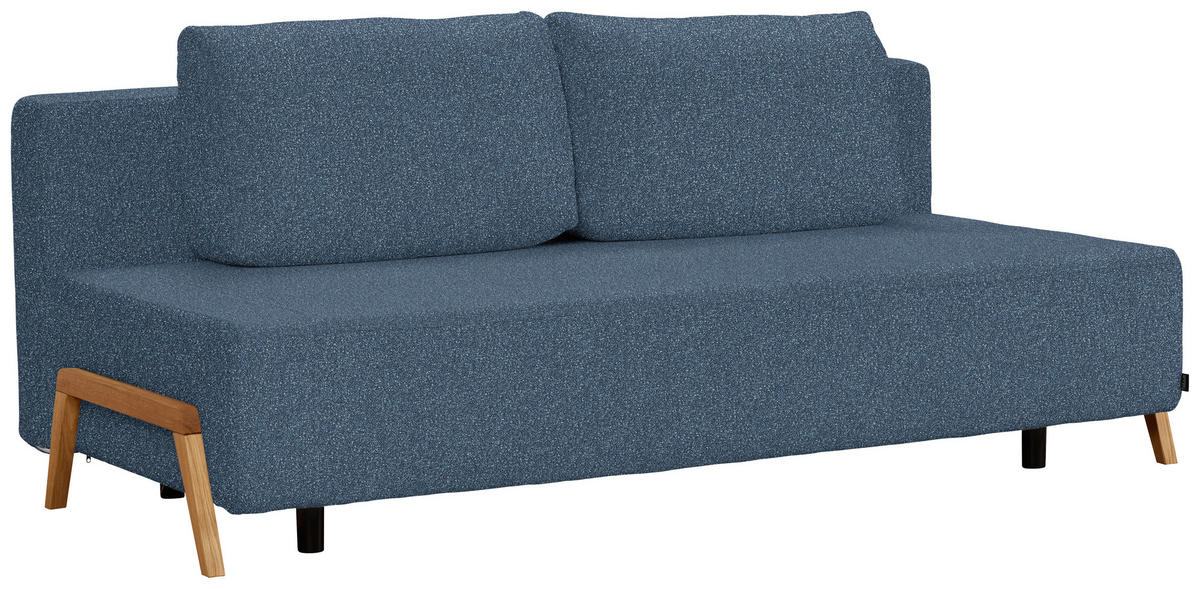 SCHLAFSOFA Bouclé Blau  - Blau/Naturfarben, Design, Holz/Textil (211/88/102cm) - Niels Andersson