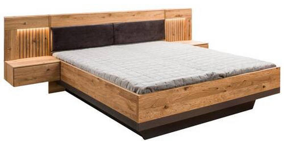 BETTANLAGE 180/200 cm  in Schwarz, Eichefarben  - Eichefarben/Schwarz, LIFESTYLE, Holz/Holzwerkstoff (180/200cm) - Linea Natura