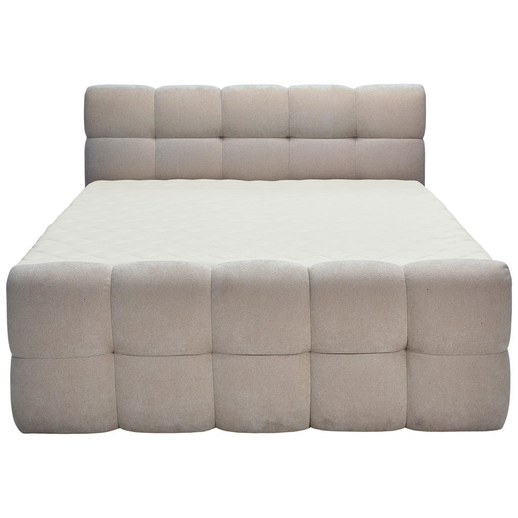 Thumbnail - Moderano Boxbett, Hellgrau, Textil, Tanne, Hartholz, H4, 5-Zonen, Höhe ca. 24 cm, 180x200 cm, gepolstertes Kopfteil, Top...