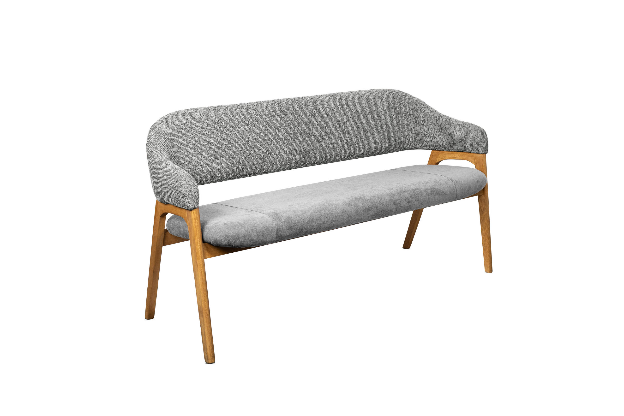 SITZBANK 168/84/56 cm Batist, Bouclé Grau Holz  - Eichefarben/Grau, KONVENTIONELL, Holz/Textil (168/84/56cm) - Linea Natura