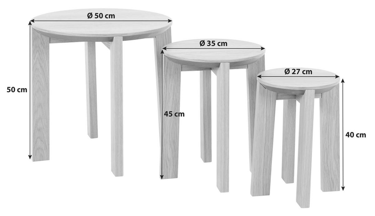 COUCHTISCHSET in Holz, Holzwerkstoff  - Naturfarben, Design, Holz/Holzwerkstoff (50/50/50cm) - MID.YOU