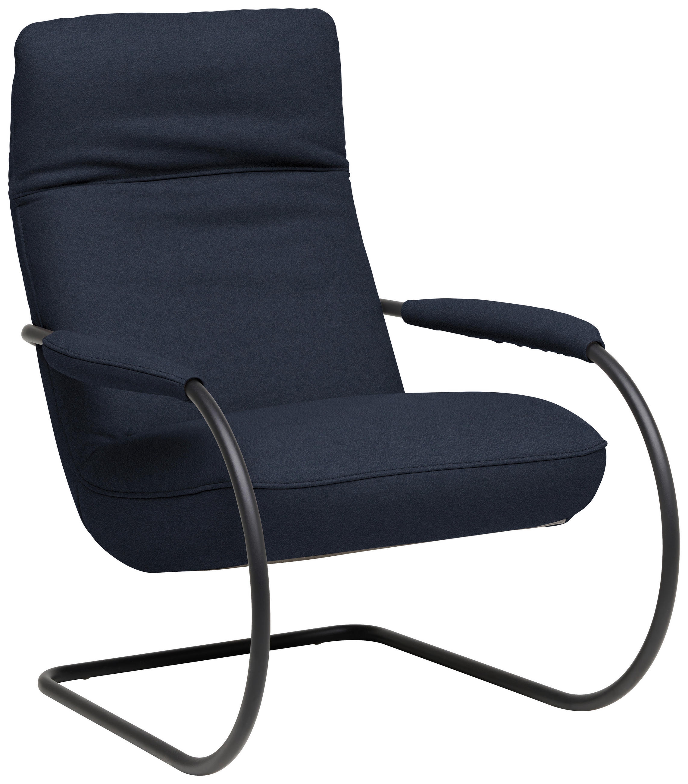 SESSEL in Echtleder Dunkelblau  - Schwarz/Dunkelblau, Design, Leder/Metall (80/104/99cm) - Koinor