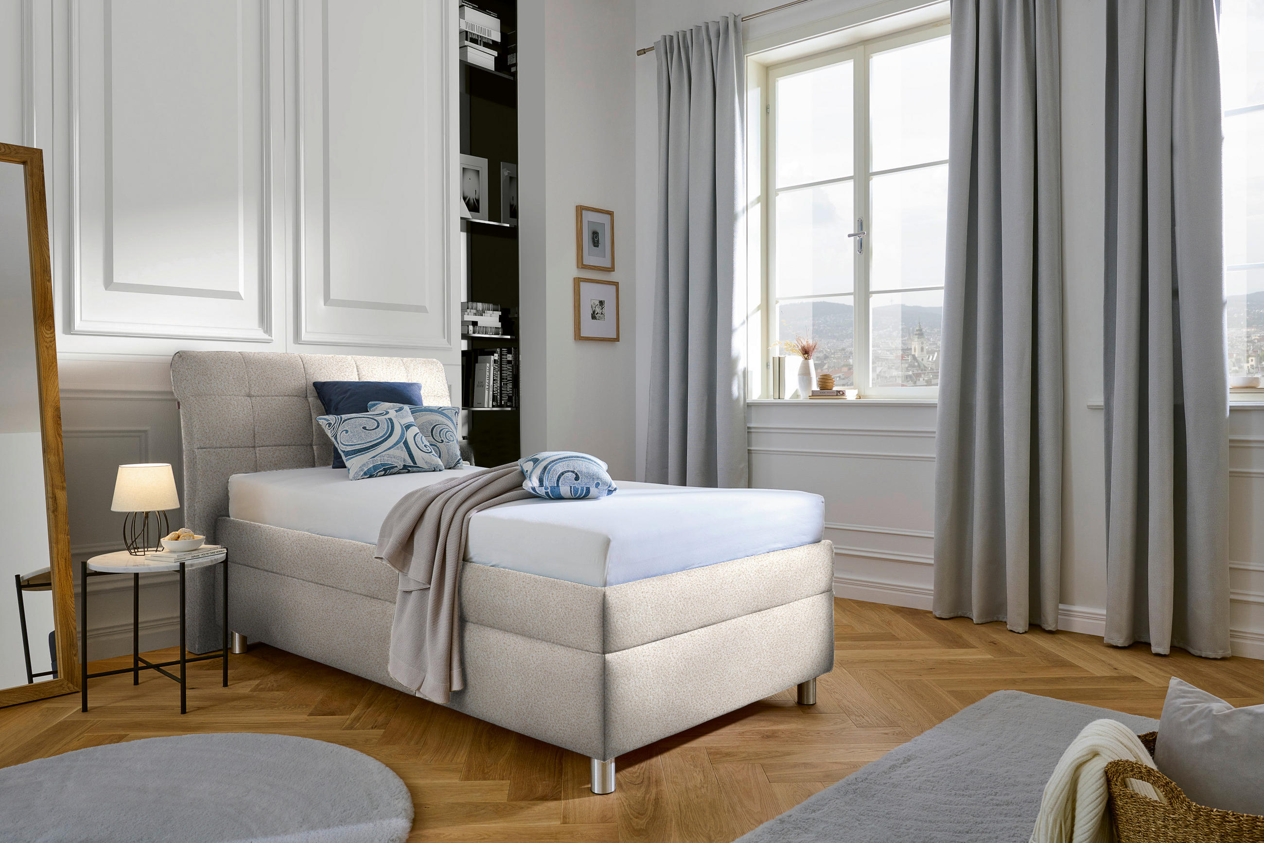 POLSTERBETT Matratze, Lattenrost Beige 120/200 cm  - Beige/Silberfarben, KONVENTIONELL, Holz/Textil (120/200cm) - Esposa