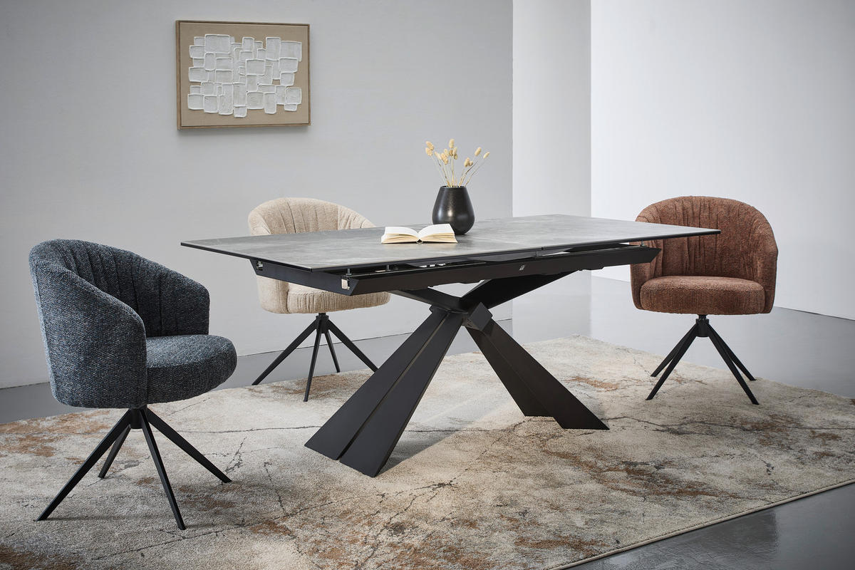 ARMLEHNSTUHL  in Eisen Chenille  - Beige/Schwarz, Design, Textil/Metall (63/81,5/62,5cm) - Dieter Knoll