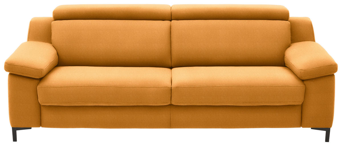 3-SITZER-SOFA in Chenille Currygelb  - Currygelb/Schwarz, Design, Textil/Metall (230/104/104cm) - Valdera