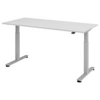 SCHREIBTISCH 180/80/72-119 cm  in Grau  - Silberfarben/Grau, KONVENTIONELL, Holzwerkstoff/Metall (180/80/72-119cm) - Venda