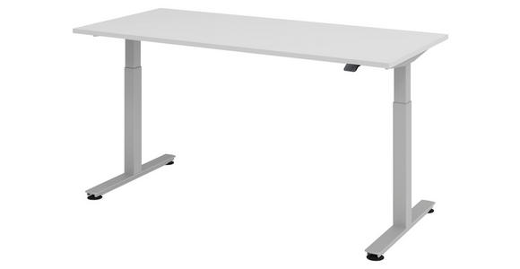 SCHREIBTISCH höhenverstellbar, in verschiedenen Holz-Dekoren erhältlich - Silberfarben/Grau, KONVENTIONELL, Holzwerkstoff/Metall (180/80/72-119cm) - Venda