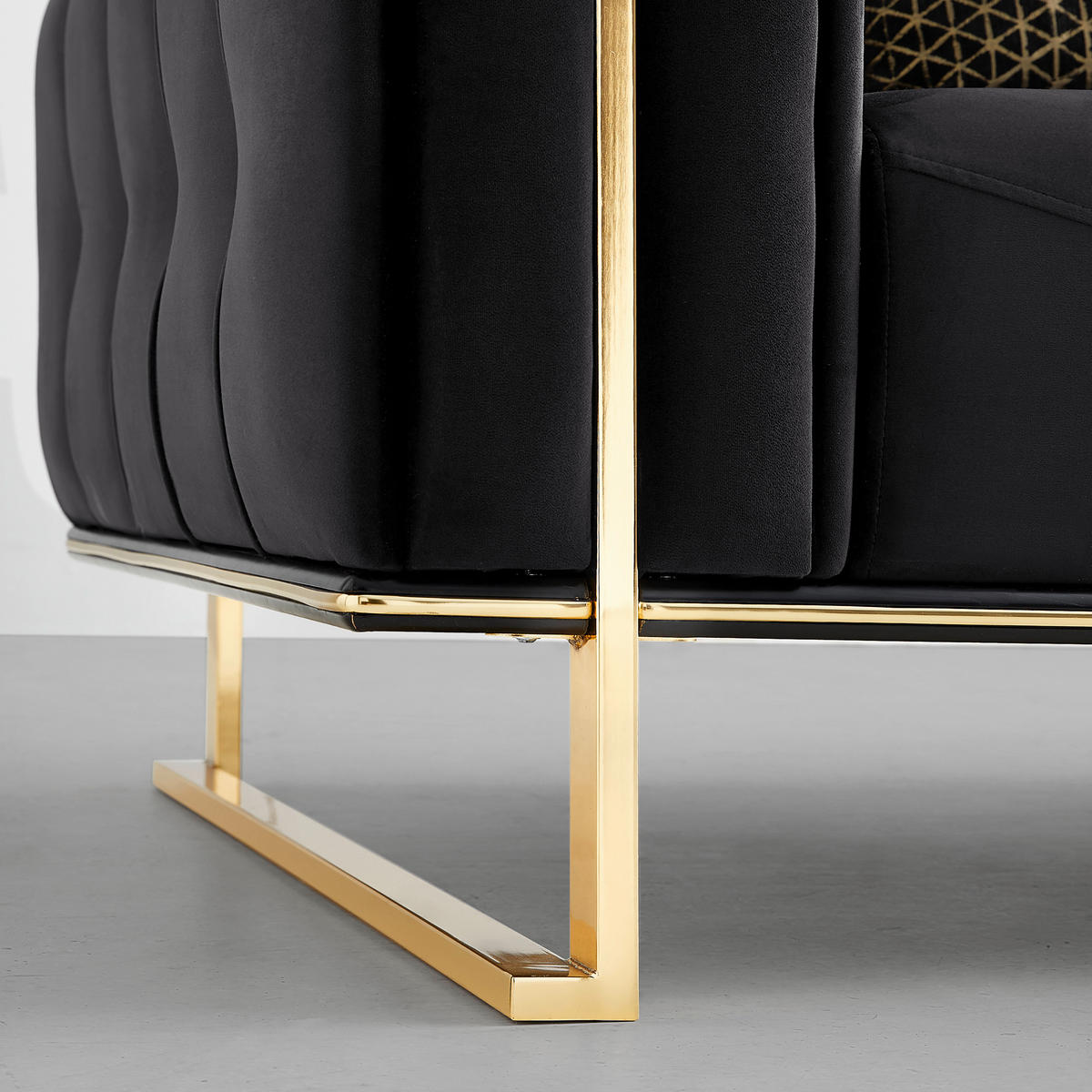 3-sitzer-sofa Aile, textil, negru - auriu/negru, Lifestyle, textil (244/80/90cm) - Based