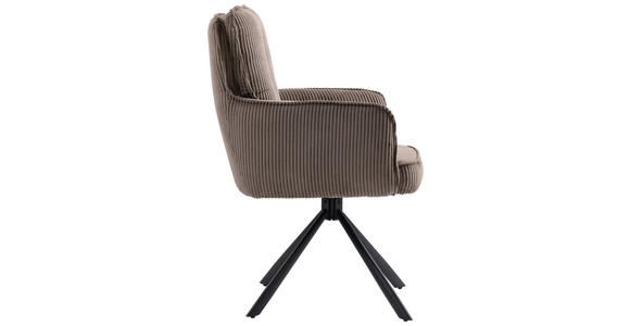 ARMLEHNSTUHL  Stoffauswahl, Sitzfläche 180° drehbar Cord  - Taupe/Schwarz, Design, Textil/Metall (62/95/67cm) - Novel
