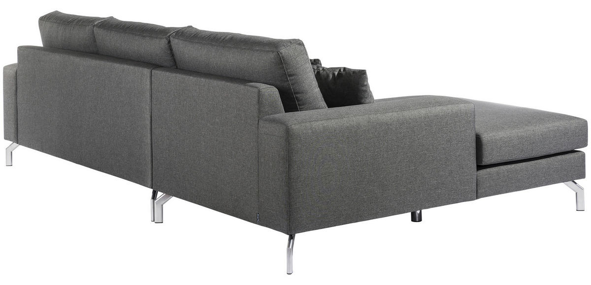 ECKSOFA Anthrazit Flachgewebe  - Anthrazit/Silberfarben, Design, Textil/Metall (175/294cm) - Max Winzer