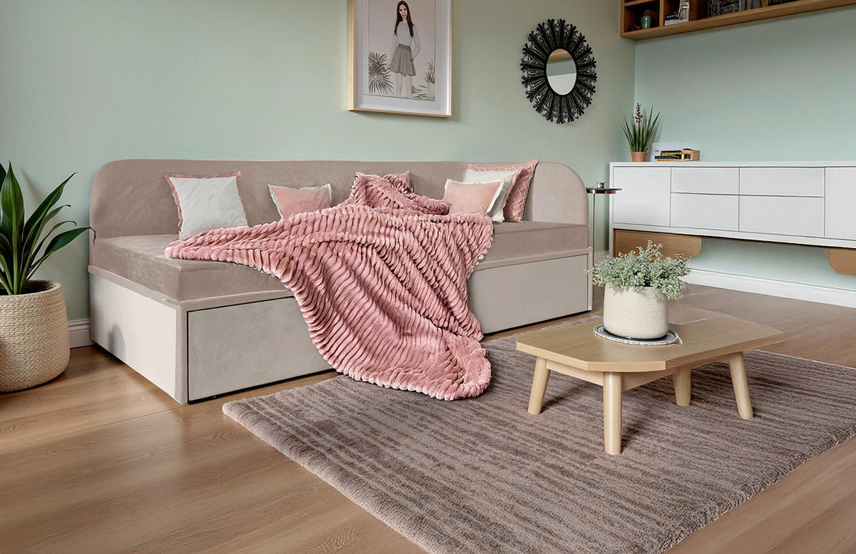 POLSTERBETT Bettschubladen, Matratze 90/200 cm  in Beige  - Beige, MODERN, Textil (90/200cm) - Livetastic