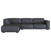 ECKSOFA Schwarz Echtleder  - Schwarz, Design, Leder/Holz (231/288cm) - Livetastic