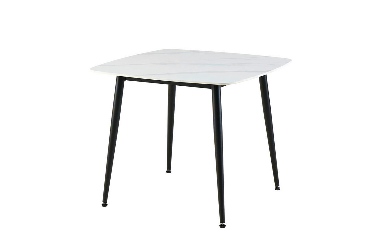 ESSTISCH 90/90/75 cm  Metall, Stein schnell aufzubauende und stabile Arbeitsfläche rechteckig Weiß  - Schwarz/Weiß, MODERN, Stein/Metall (90/90/75cm) - MID.YOU