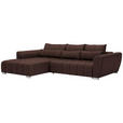 ECKSOFA in Webstoff Braun  - Silberfarben/Braun, MODERN, Kunststoff/Textil (218/304cm) - Carryhome