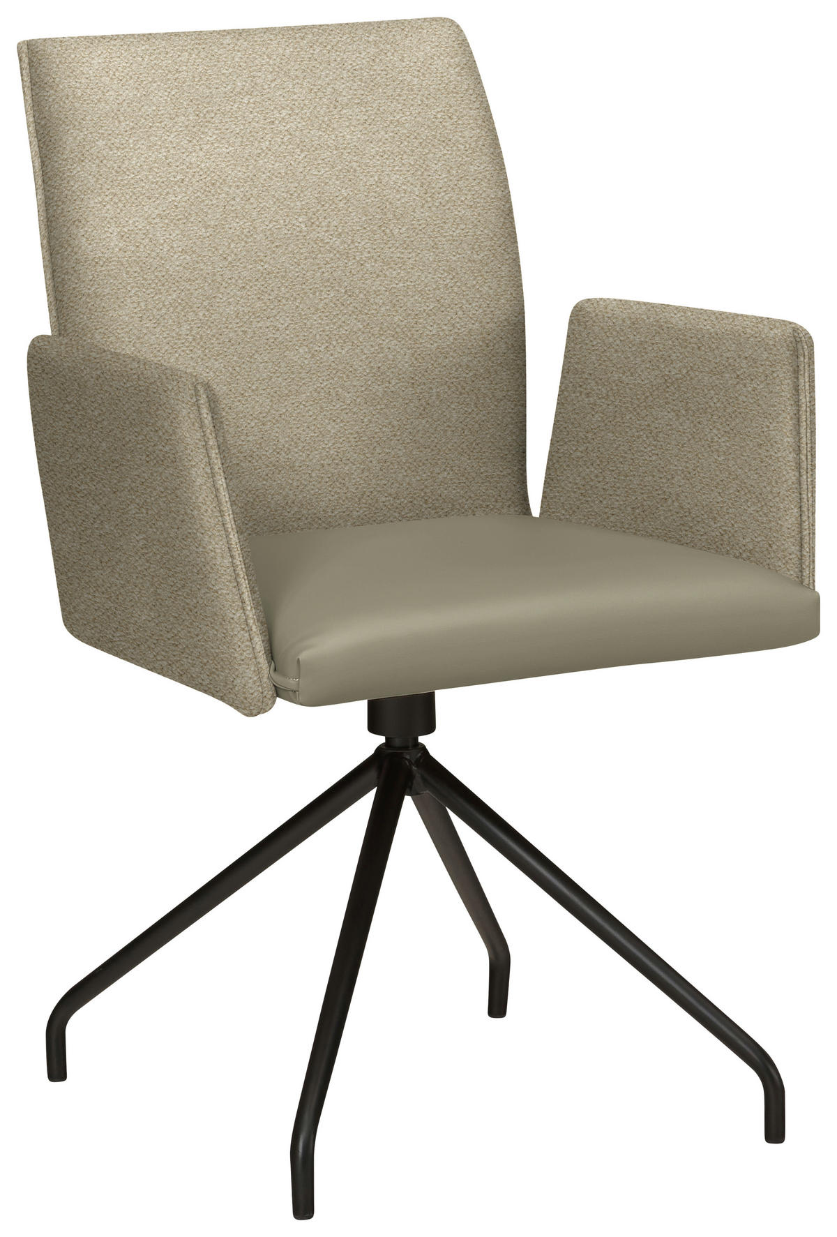 ARMLEHNSTUHL  in Stahl Webstoff, Mikrofaser  - Creme/Schwarz, Design, Textil/Metall (60/91/60cm) - Moderano