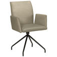 ARMLEHNSTUHL  , Typenauswahl, Sitzfläche 360° drehbar  , Webstoff, Mikrofaser  ,  - Creme/Schwarz, Design, Textil/Metall (60/91/60cm) - Moderano