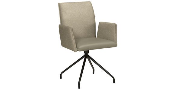 ARMLEHNSTUHL  , Typenauswahl, Sitzfläche 360° drehbar  , Webstoff, Mikrofaser  ,  - Creme/Schwarz, Design, Textil/Metall (60/91/60cm) - Moderano