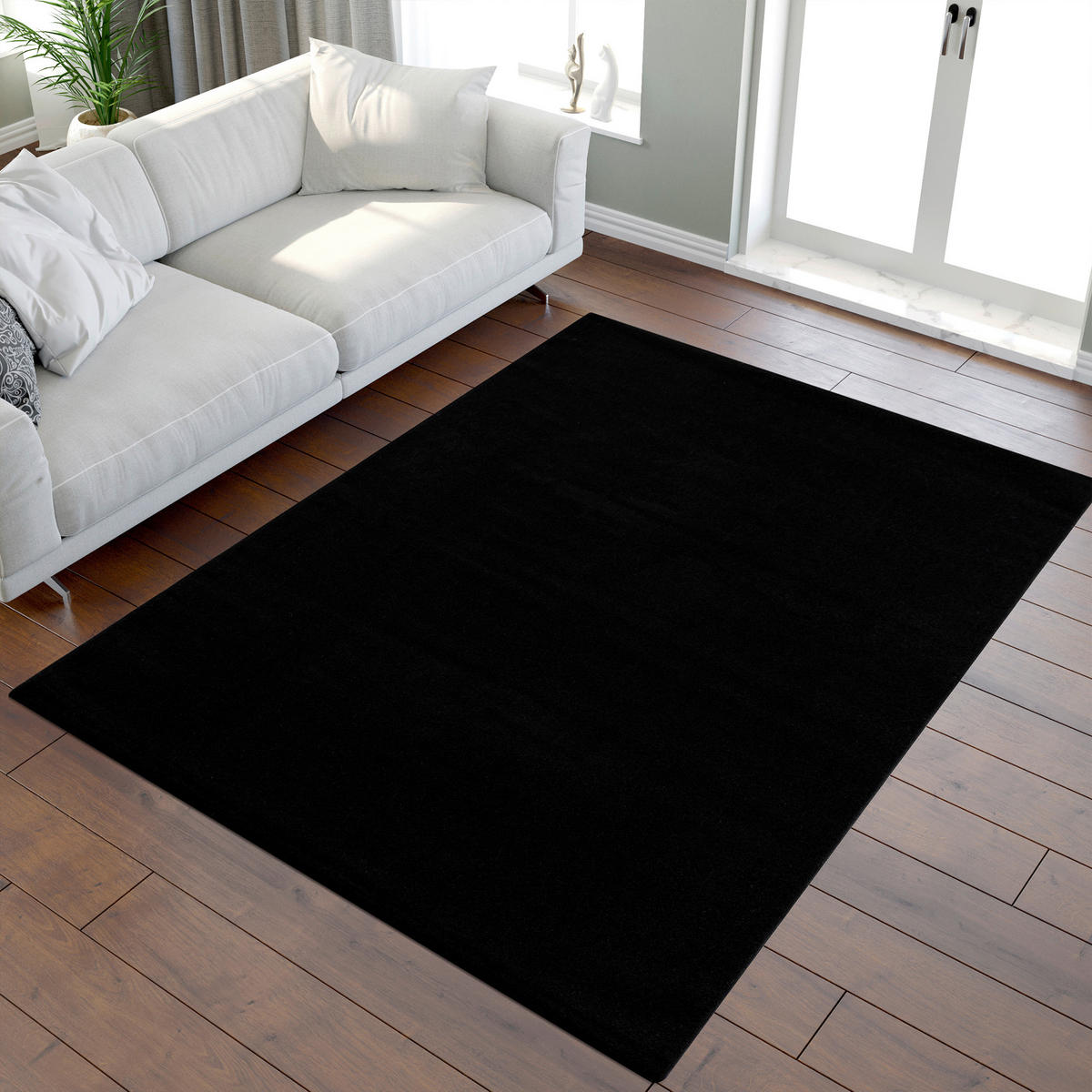 WEBTEPPICH 120/170 cm Uni Schwarz  - Schwarz, LIFESTYLE, Kunststoff/Textil (120/170cm)