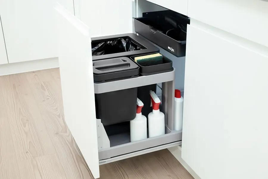 EINBAUABFALLSAMMLER 41 + 5 l  Kunststoff  - Grau, Basics, Kunststoff (37,7/45/52cm) - HKT