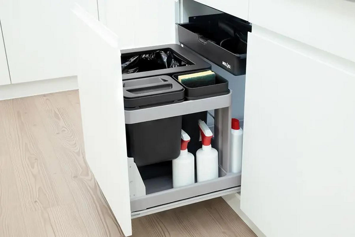 EINBAUABFALLSAMMLER 41 + 5 l  Kunststoff  - Grau, Basics, Kunststoff (37,7/45/52cm) - HKT