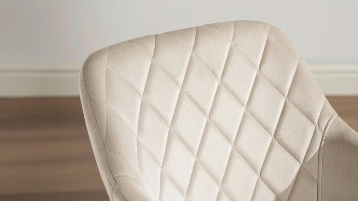 ARMLEHNSTUHL Eisen Samt  - Beige/Schwarz, Trend, Holz/Textil (55/84/60cm) - Livetastic