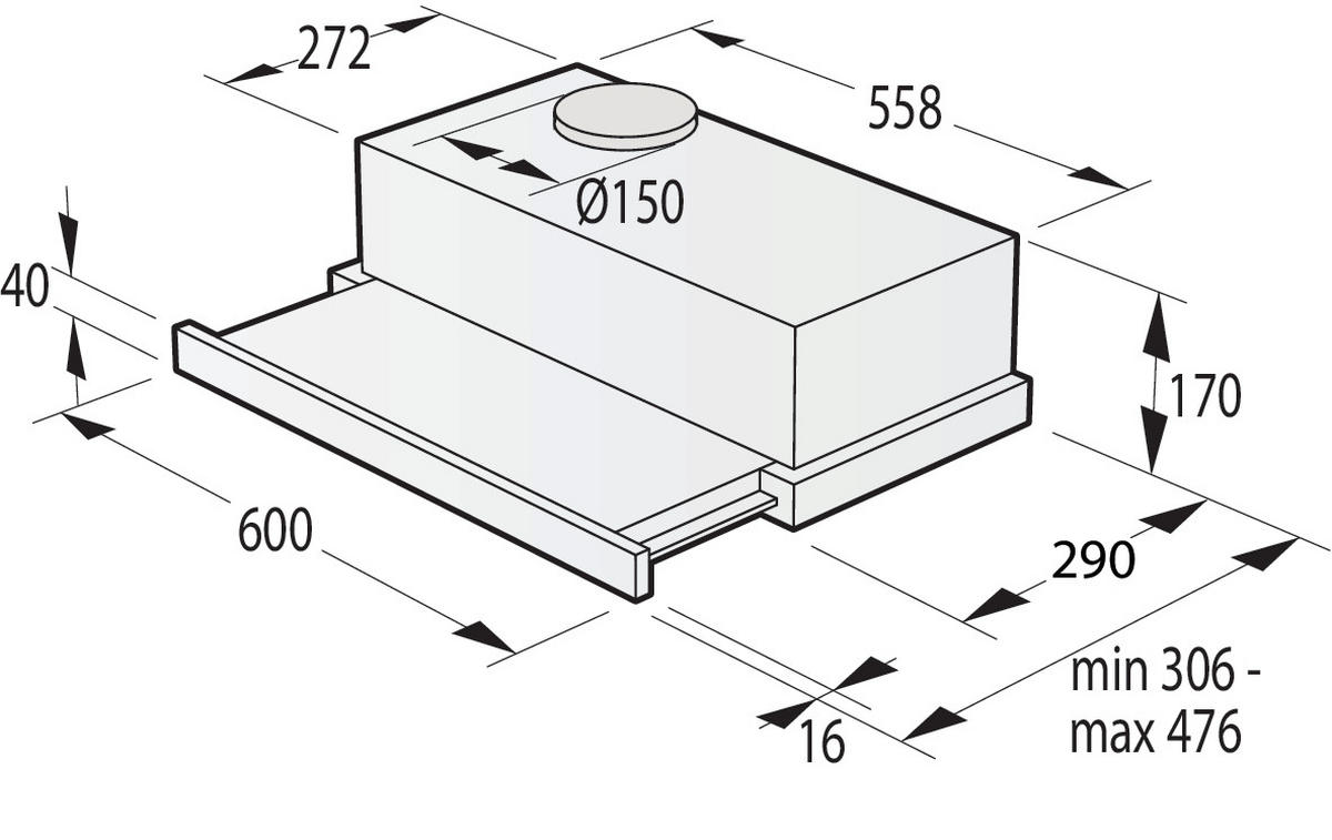 DUNSTABZUGSHAUBE MH6TL4TB  - Schwarz, Basics, Kunststoff/Metall (60/17/30,6cm) - Hisense