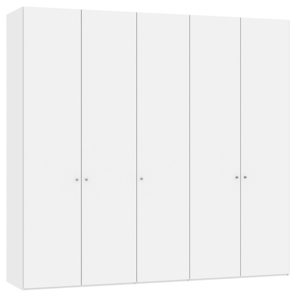 DREHTÜRENSCHRANK Weiss  - Weiss/Silberfarben, Design, Glas/Holzwerkstoff (253/236/59cm) - Jutzler