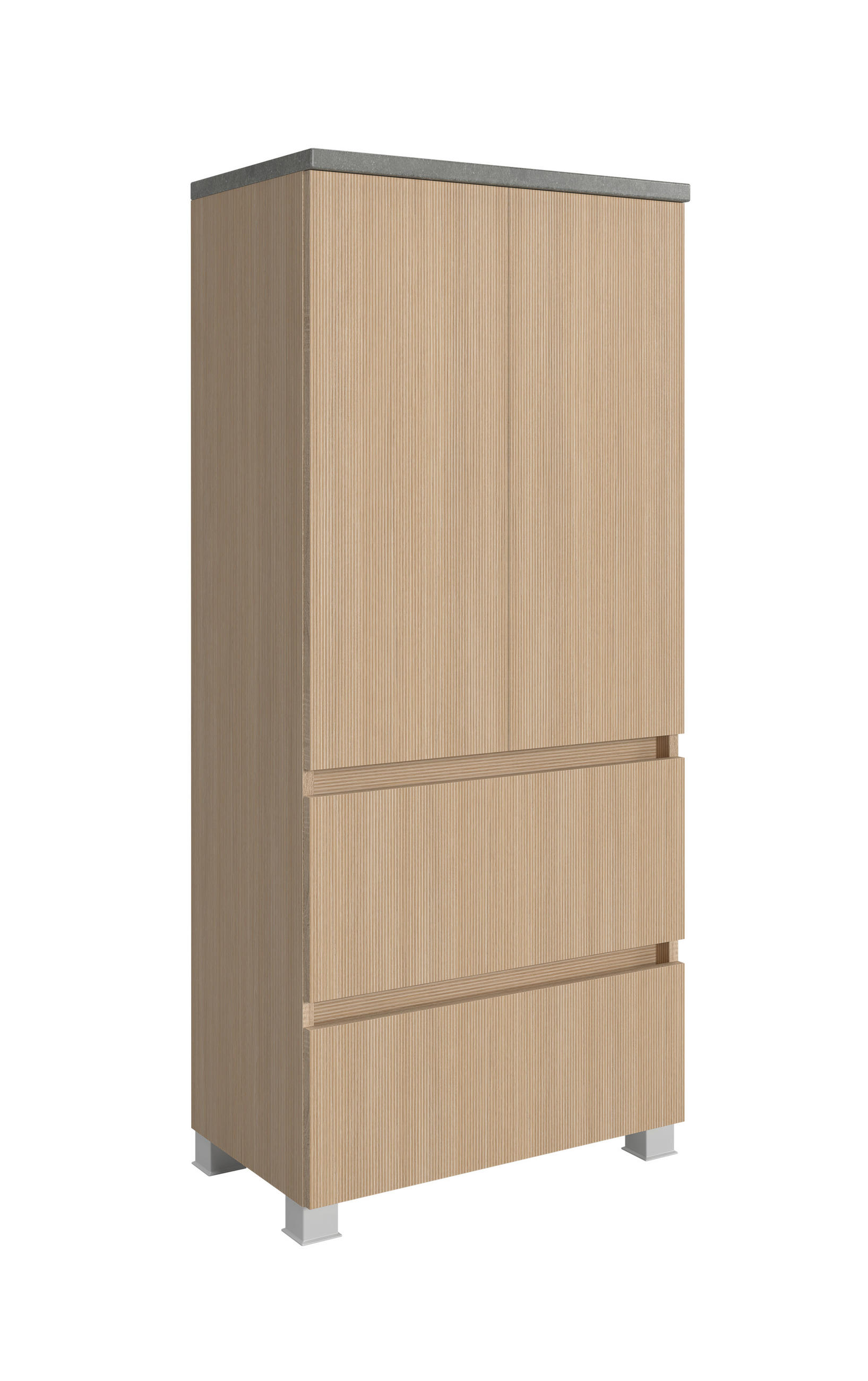 MIDISCHRANK 60/131/35 cm  - Eichefarben/Silberfarben, KONVENTIONELL, Holzwerkstoff/Kunststoff (60/131/35cm) - Xora