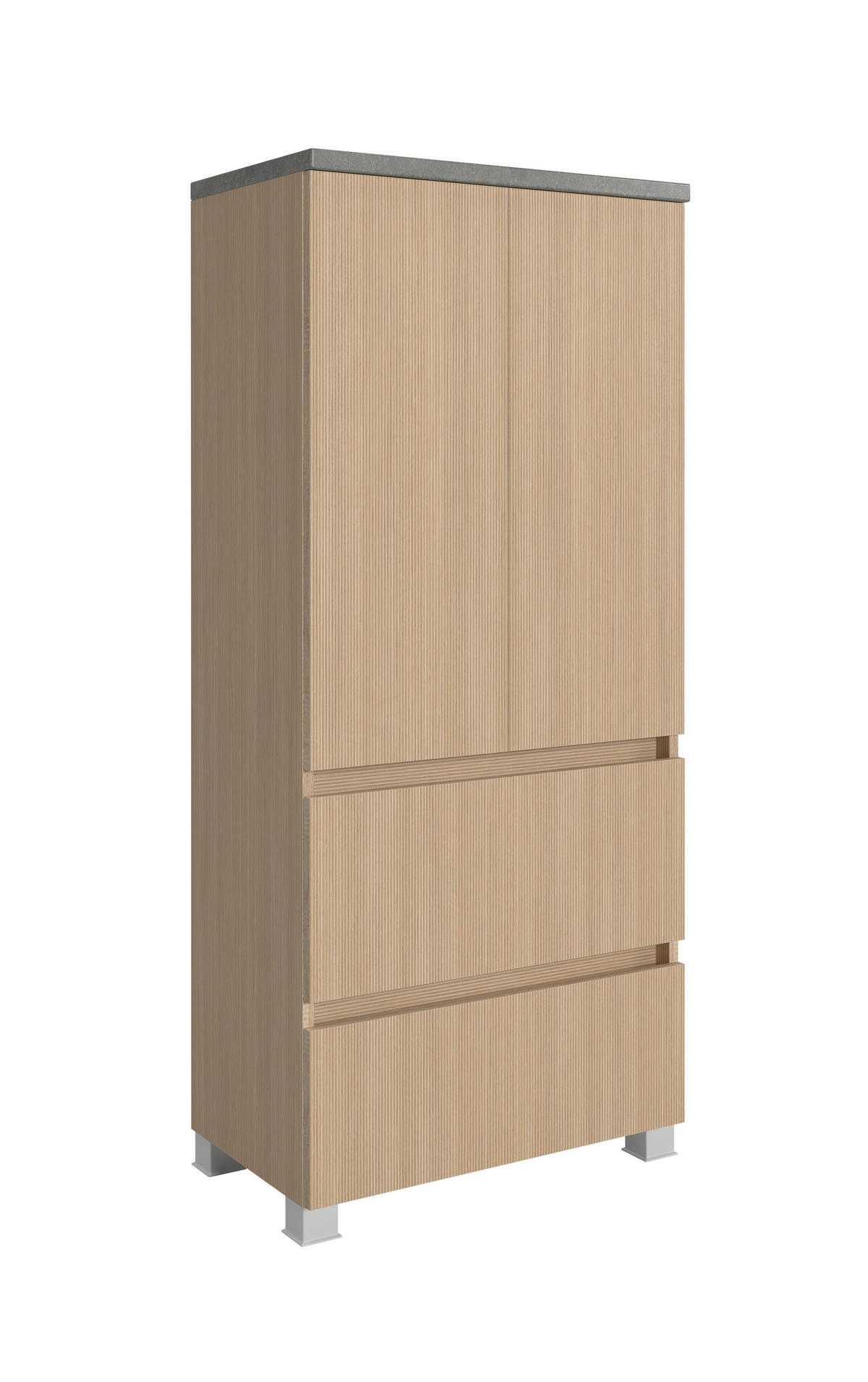MIDISCHRANK 60/131/35 cm  - Eichefarben/Silberfarben, KONVENTIONELL, Holzwerkstoff/Kunststoff (60/131/35cm) - Xora