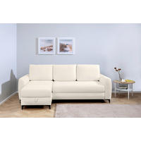 ECKSOFA Moli Creme Bouclé  - Creme/Schwarz, Design, Textil/Metall (236/148cm) - MID.YOU