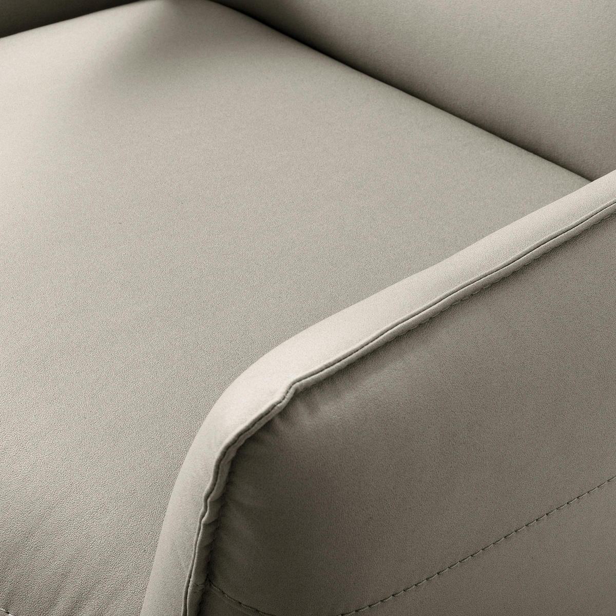 RELAXSESSEL Lederlook Relaxfunktion, Rücken echt    - Hellgrau/Schwarz, Design, Textil/Metall (77/107/88cm) - Livetastic