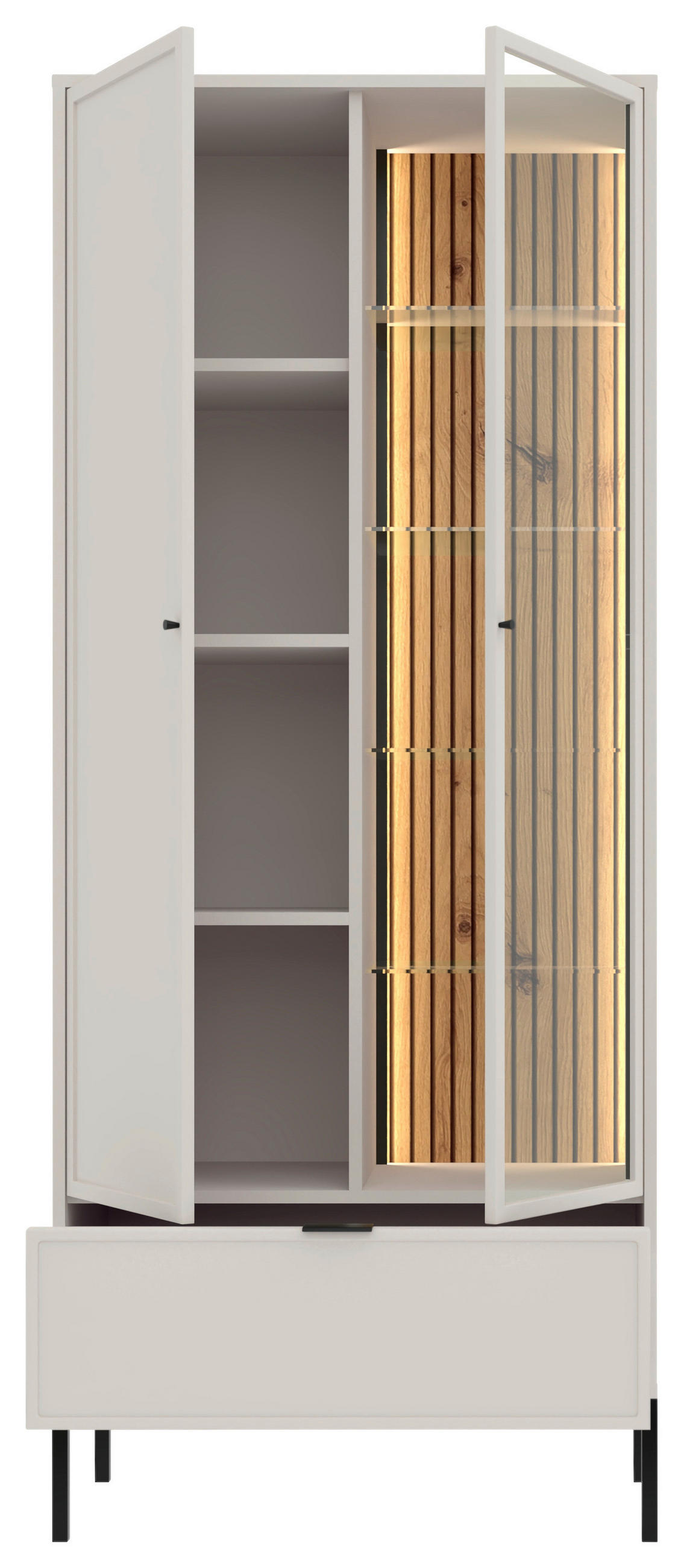 VITRINE  in Schwarz, Kaschmir  - Kaschmir/Schwarz, Design, Glas/Holzwerkstoff (76/115,5/40cm) - MID.YOU