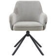 ARMLEHNSTUHL  Sitzfläche 360° drehbar, automatische Rückholfunktion Webstoff  - Hellgrau/Schwarz, Design, Textil/Metall (62/86/65cm) - Carryhome