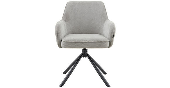 ARMLEHNSTUHL  Sitzfläche 360° drehbar, automatische Rückholfunktion Webstoff  - Hellgrau/Schwarz, Design, Textil/Metall (62/86/65cm) - Carryhome