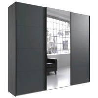 SCHWEBETÜRENSCHRANK Graphitfarben  - Schwarz/Graphitfarben, Konventionell, Glas/Holzwerkstoff (313/236/65cm) - Carryhome