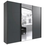 SCHWEBETÜRENSCHRANK  in Graphitfarben  - Schwarz/Graphitfarben, KONVENTIONELL, Glas/Holzwerkstoff (313/236/65cm) - Carryhome