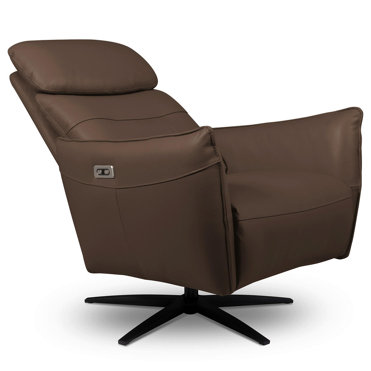 RELAXSESSEL Leder Braun  - Schwarz/Braun, Design, Leder/Metall (77/107/88cm) - Livetastic