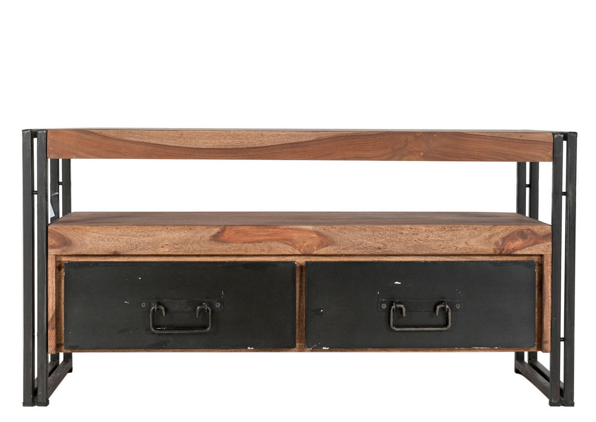 LOWBOARD  112/55/40 cm 2 Schublade(n) Typenauswahl, Beimöbel erhältlich, stehend  - Schwarz/Naturfarben, Design, Holz/Metall (112/55/40cm) - MID.YOU