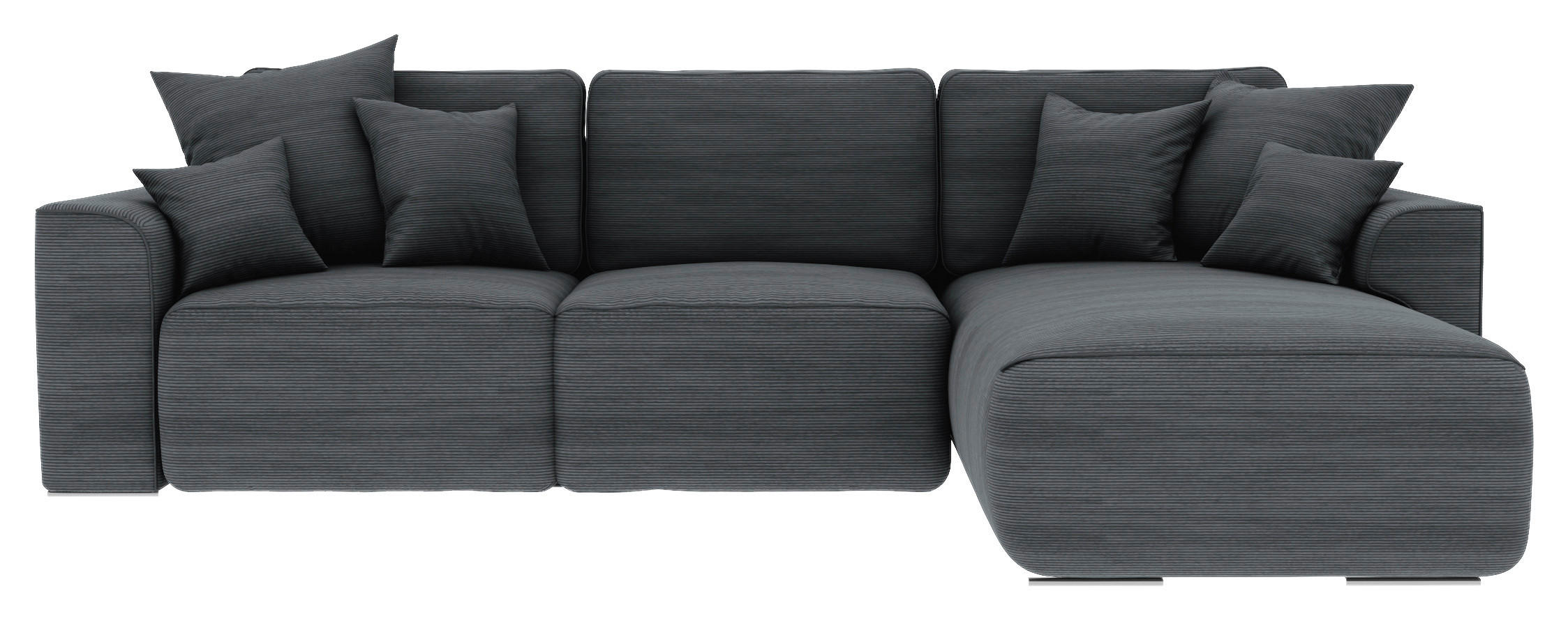 ECKSOFA Dunkelgrau Cord  - Chromfarben/Dunkelgrau, KONVENTIONELL, Kunststoff/Textil (293/195cm) - Carryhome